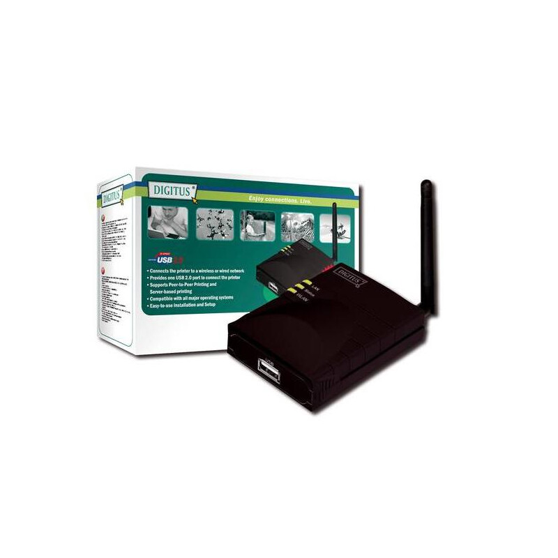 Wireless LAN print server, USB 2.0
