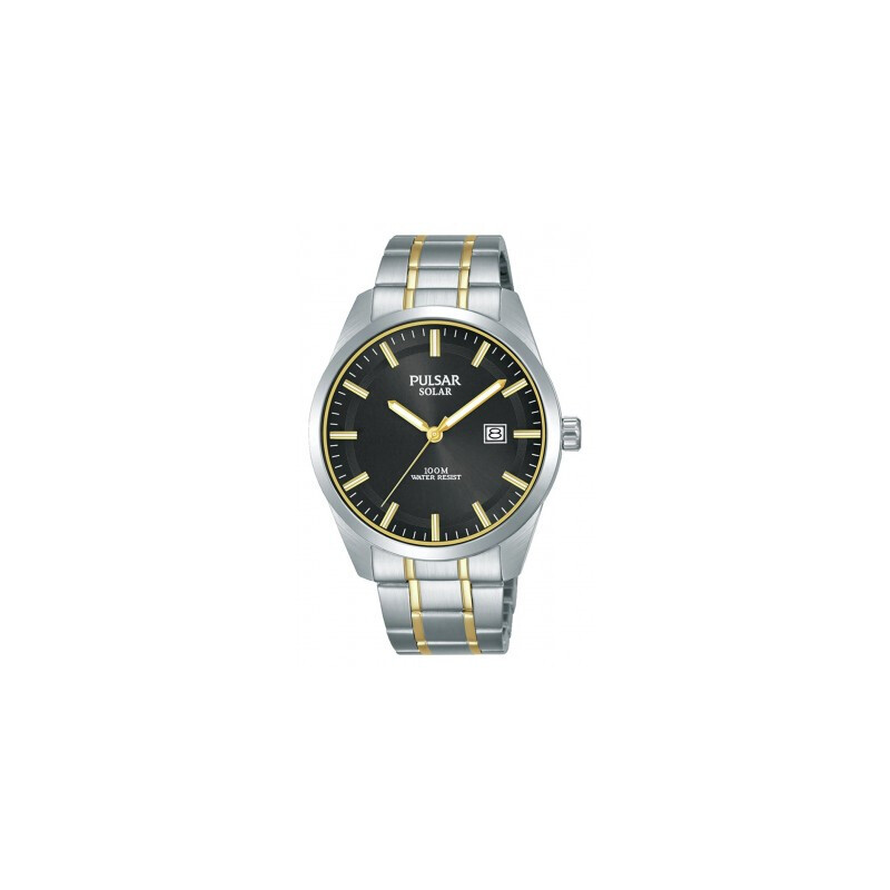 Solar Men's Silver Stainless Steel Bracelet Watch