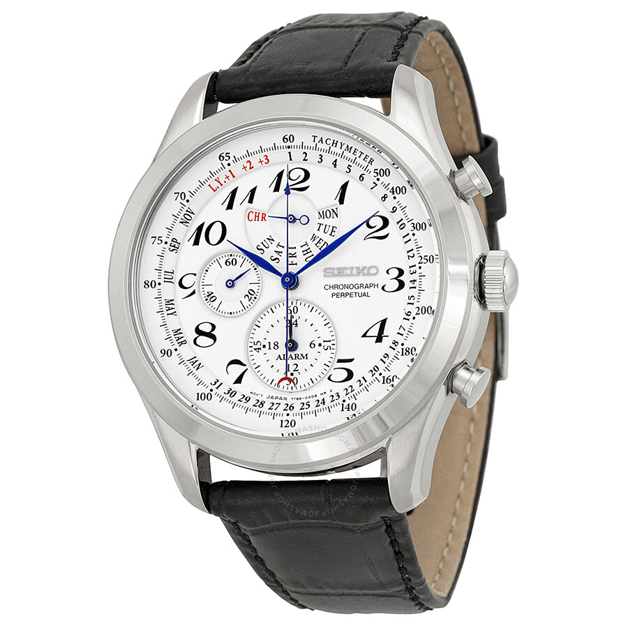 Men's Perpetual Chronograph Leather Strap Watch