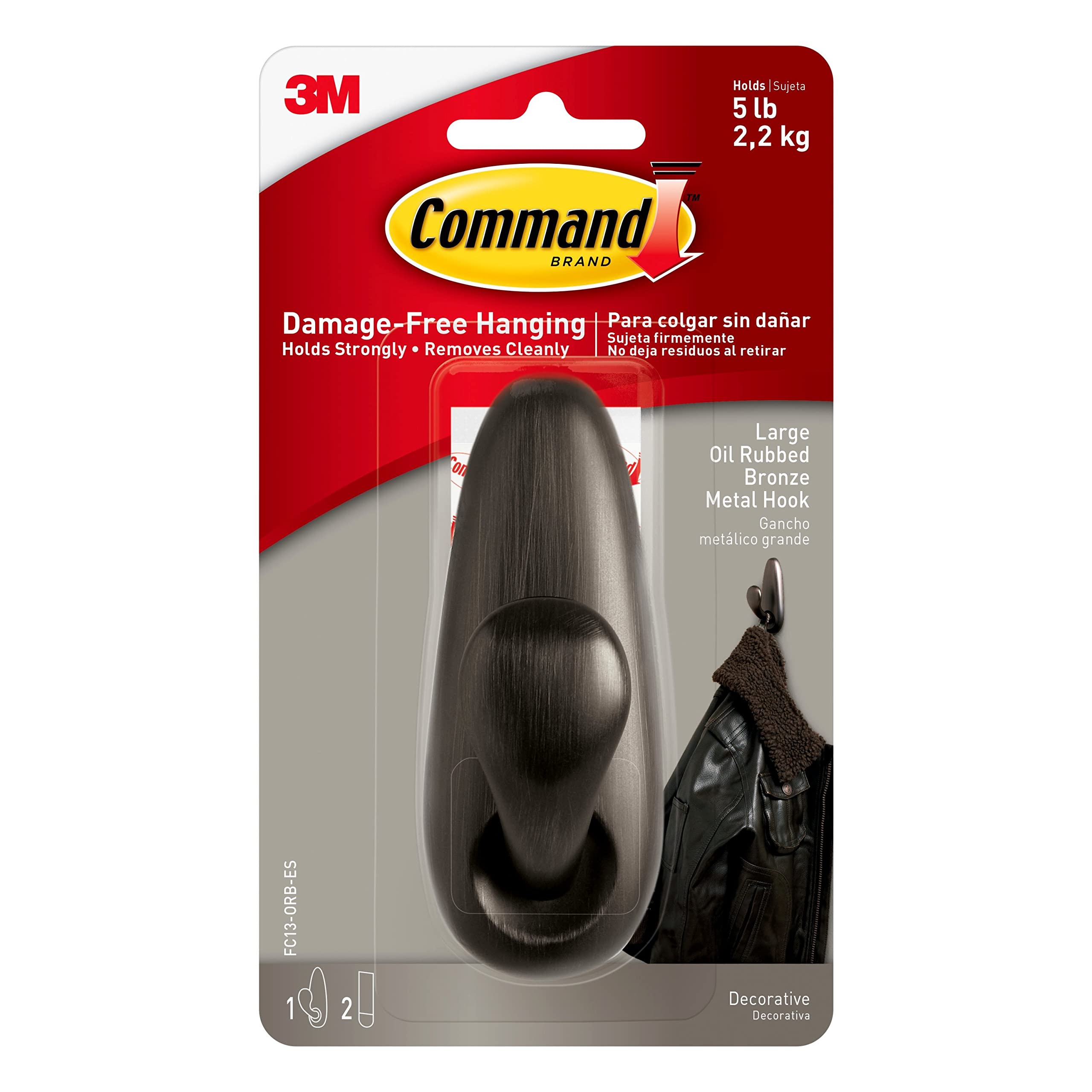 Command™ Small Modern Reflections Brushed Nickel Metal Hook