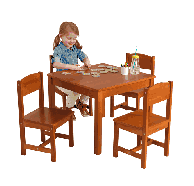 Farmhouse Table & 4 Chair Set - Pecan