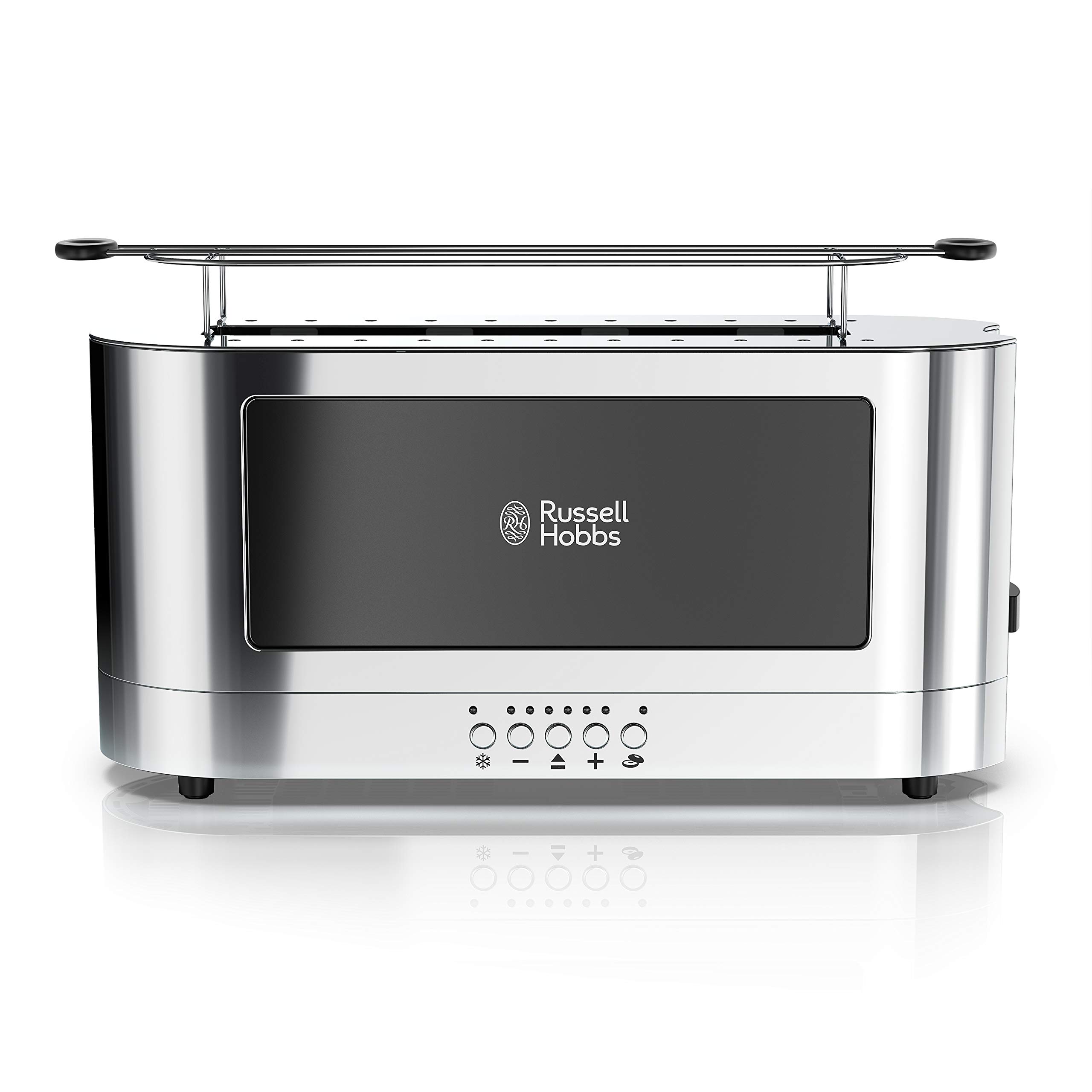 TRL9300BKR 2-Slice Stainless Steel Long Toaster | Black Glass Accent