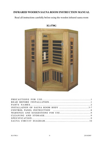 Infared Wooden Sauna Room IG-570G