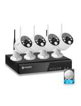 DIHOOMYESKAMO Security Camera System Wireless, 4 Pcs 1080P Floodlight IP Camera, 8-Channel WiFi NVR and 2TB Hard Drive, 2 Way Audio, Siren Alarm, Mobile View, Color Night Vision Surveillance NVR Kits