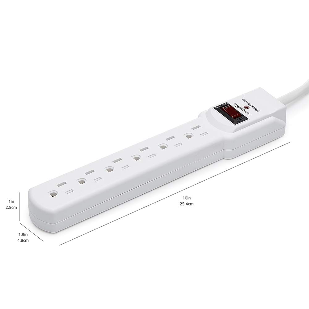 6-Outlet, 200 Joule Surge Protector Power Strip-Complete Features/