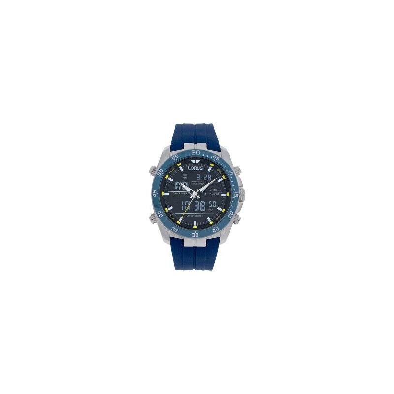 Men's Chronograph Blue Silicon Strap Watch