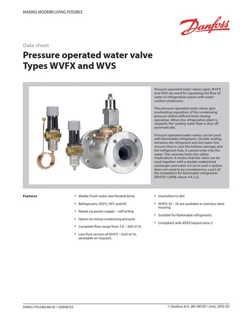 Pressure operated water valve, type WVS 32-100