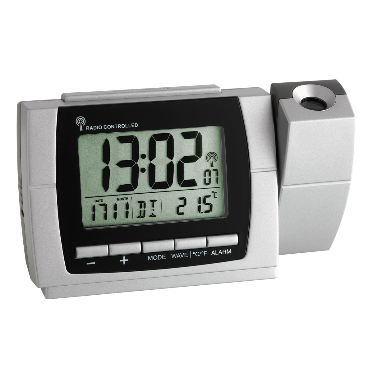 Radio-Controlled Projection Alarm Clock with Temperature