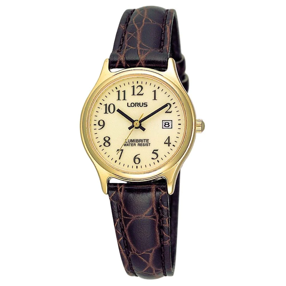 Ladies Brown Leather Strap Watch