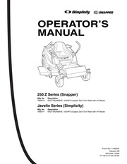OPERATOR'S MANUAL 250Z SERIES (SNAPPER) JAVELIN SERIES (SIMPLICITY)(ERZT 44" SERIES 1)
