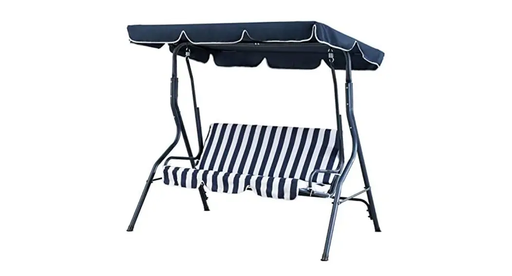 Outdoor 3-Seat Striped Patio Swing