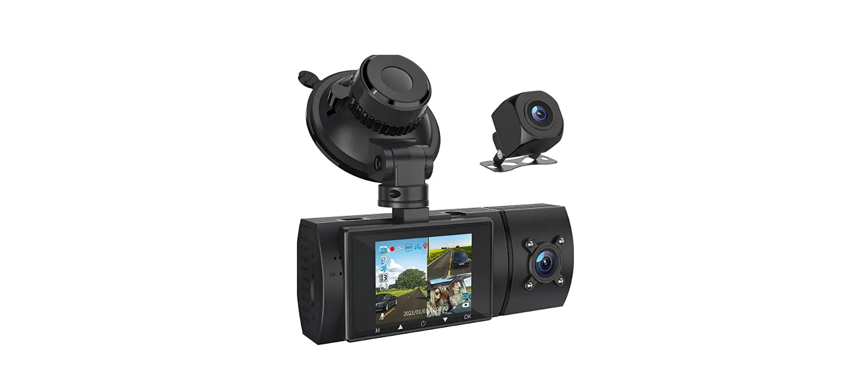 3 Channel Dash Cam Front and Rear Inside