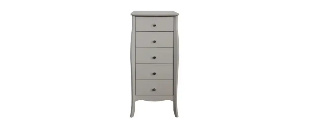 Beautify 4000003 Grey 5 Drawer Narrow Chest of Drawers