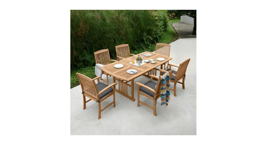 7 Piece Luxury Teak Aluminum Outdoor Dining Set