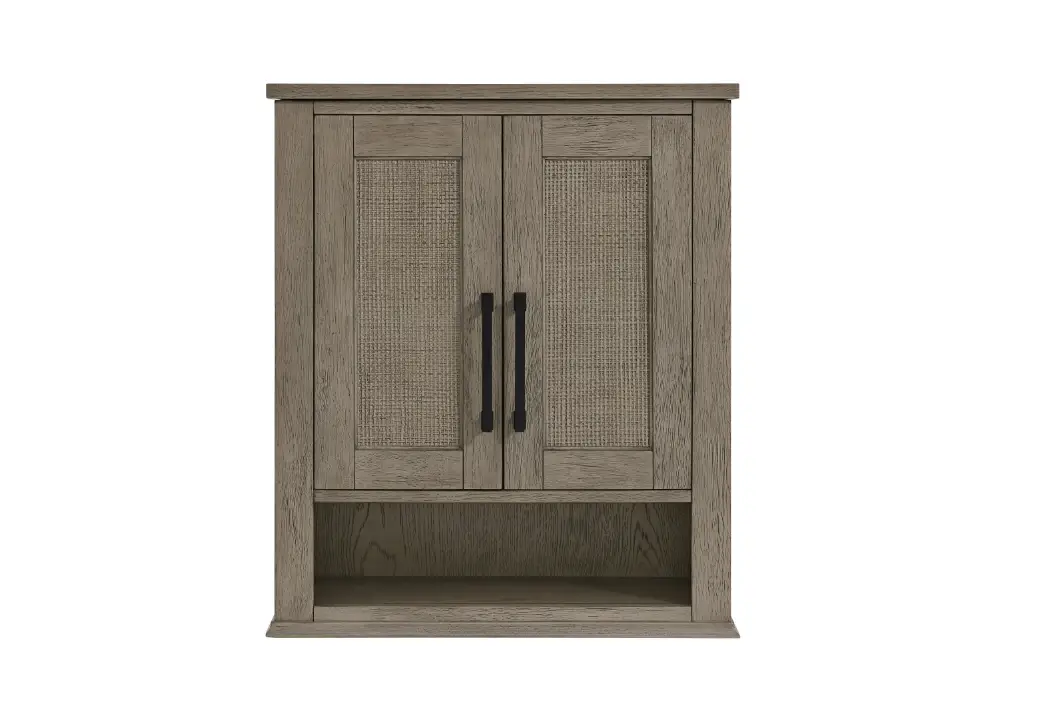 1658WC-24-267 24-in W x 28-in H x 10-in D Rustic Taupe Oak Bathroom Wall Cabinet