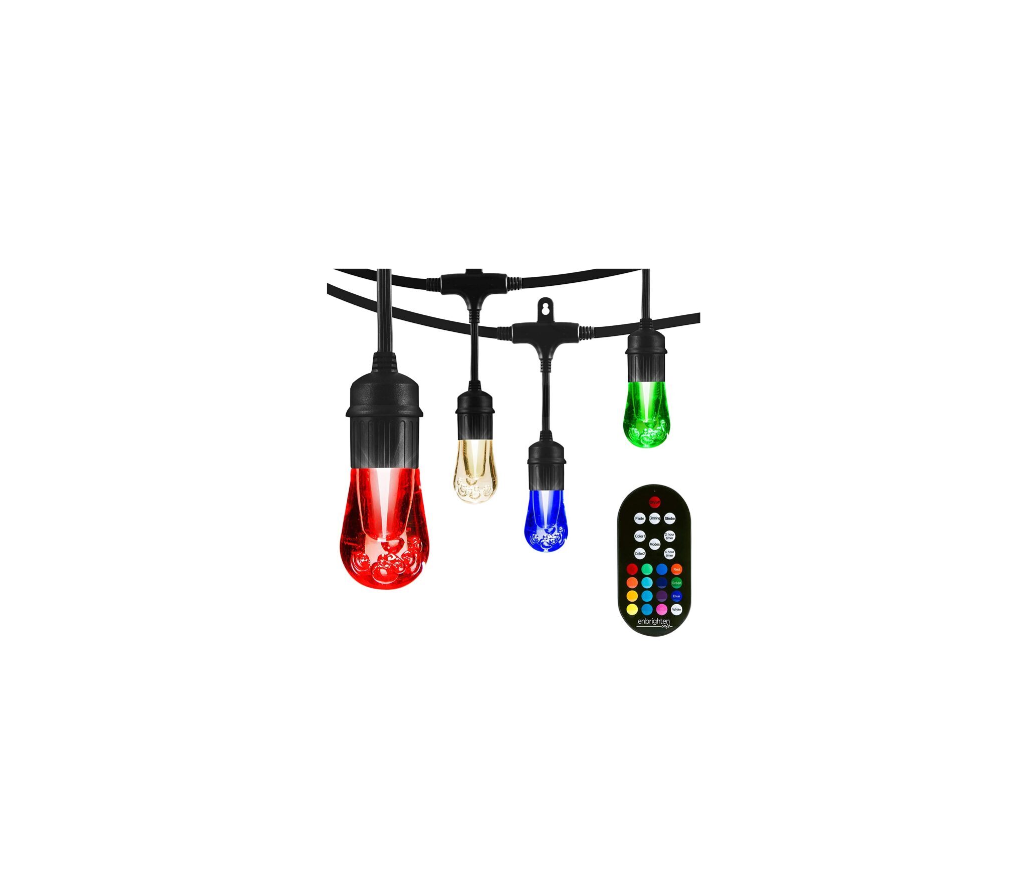 Seasons Color-Changing Classic LED Cafe Lights, 12 Bulbs, 24ft. Black Cord