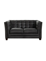 HydelineGeorgia 68 in. Midnight Blue Solid Leather 2-Seater Loveseat