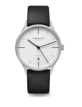 sternglasAsthet 40mm Automatic White-Black Leather Watch