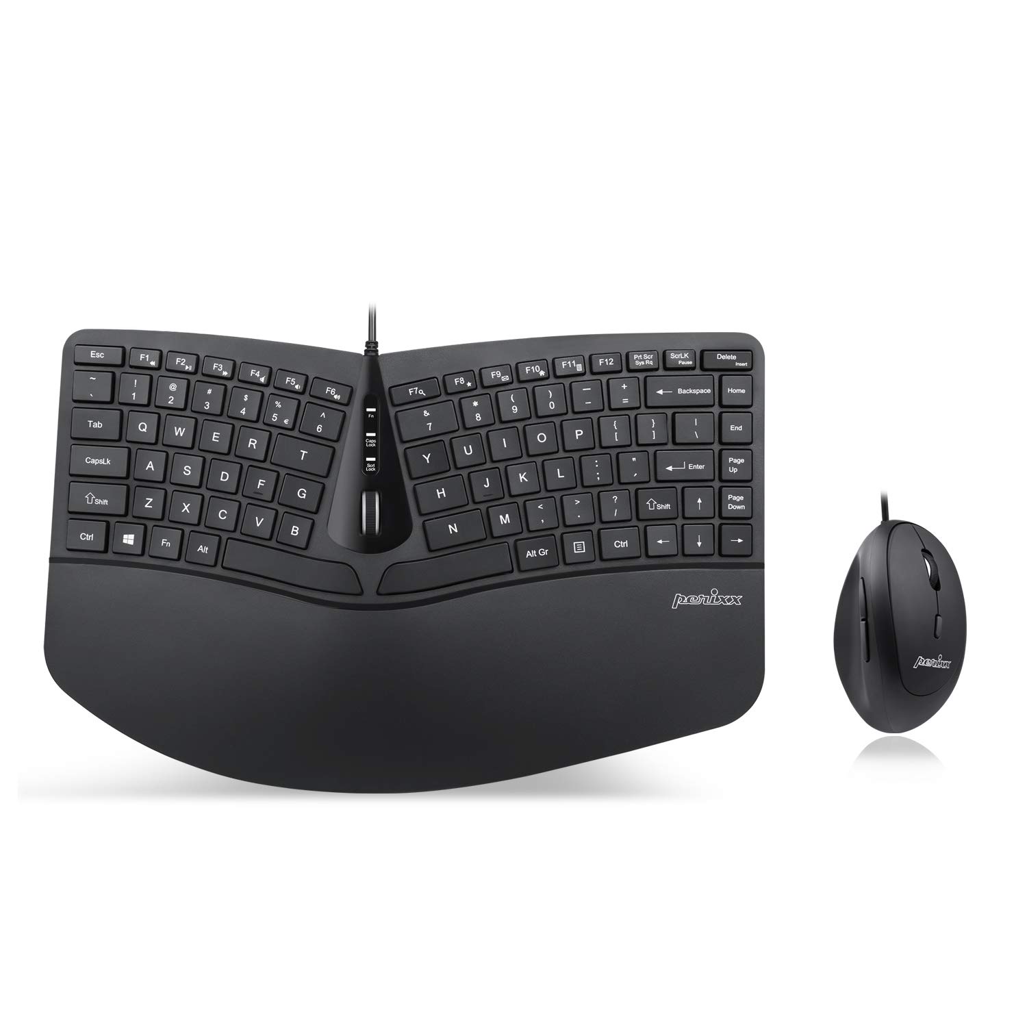 PERIDUO-406A Wired Mini Ergonomic Split Keyboard and Vertical Mouse Combo