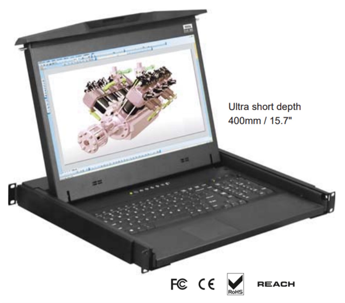 F1417 1U Ultra Short Depth LCD Console Drawer