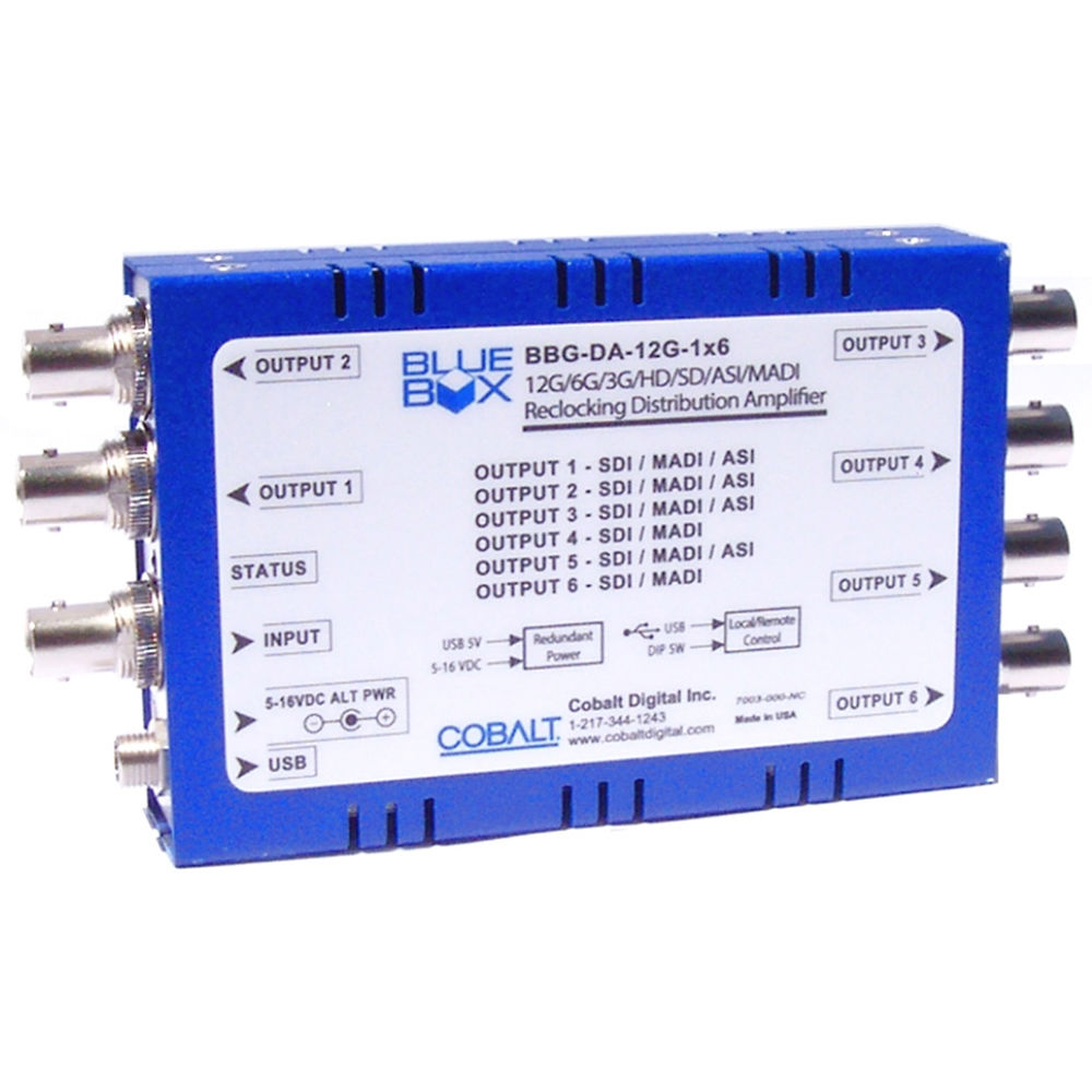 BBG-DA-12G-1x6 12G/6G/3G/HD/SD-SDI / ASI / MADI Reclocking Distribution Amplifier